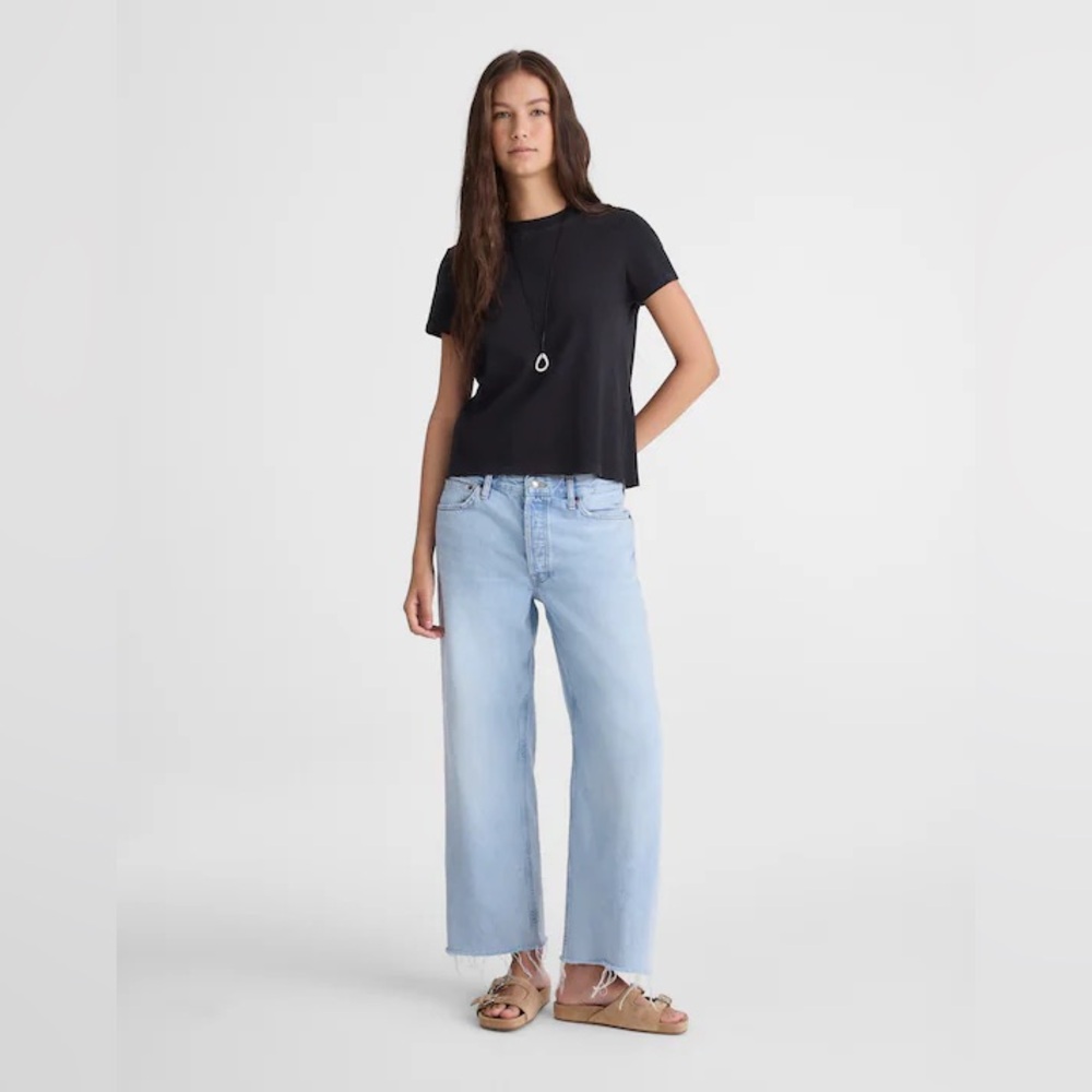 NWT Madewell Low-Slung Baggy Crop Jean in Foster Wash